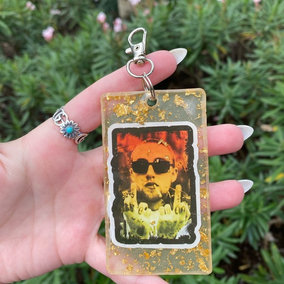 Mac Miller Cartoon & Gold Flakes Silver Hardware Keychain Bag Charm Resin Art - Picture 4 of 10